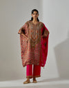 Red Mehraab Kaftan Set