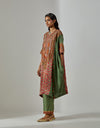 Red Sage Green Mehraab Kaftan Set