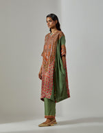 Red Sage Green Mehraab Kaftan Set