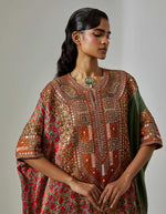 Red Sage Green Mehraab Kaftan Set