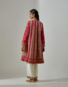 Red Multi Patra Jacket Set