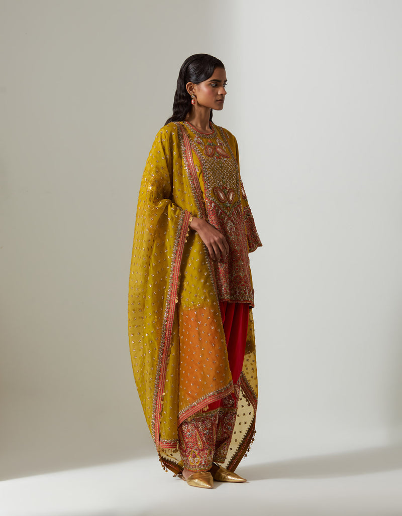 Mustard Chota Ambi Cheetah Dupatta