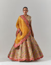 Ivory Zig Zag Feroze Lehenga With Embroidered Blouse & Scallop Dupatta Set