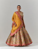 Ivory Zig Zag Feroze Lehenga With Embroidered Blouse & Scallop Dupatta Set