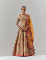 Ivory Zig Zag Feroze Lehenga With Embroidered Blouse & Scallop Dupatta Set