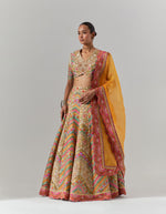 Ivory Zig Zag Feroze Lehenga With Embroidered Blouse & Scallop Dupatta Set