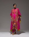 Magenta Rocket Kurta With Diya Cape And Ivery Pleat Salwar