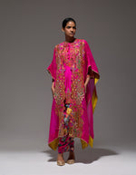 Magenta Rocket Kurta With Diya Cape And Ivery Pleat Salwar