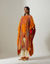 Burnt Orange Rocket Kurta & Pants with Dia Cape Set