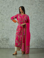 Rani Pink Silk Embroidered Kurta Set