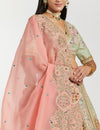 Pista Green Chanderi Lehenga Set