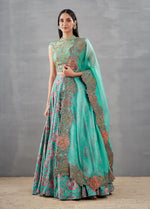 Sequence Blouse with Printed Skirt and Dupatta