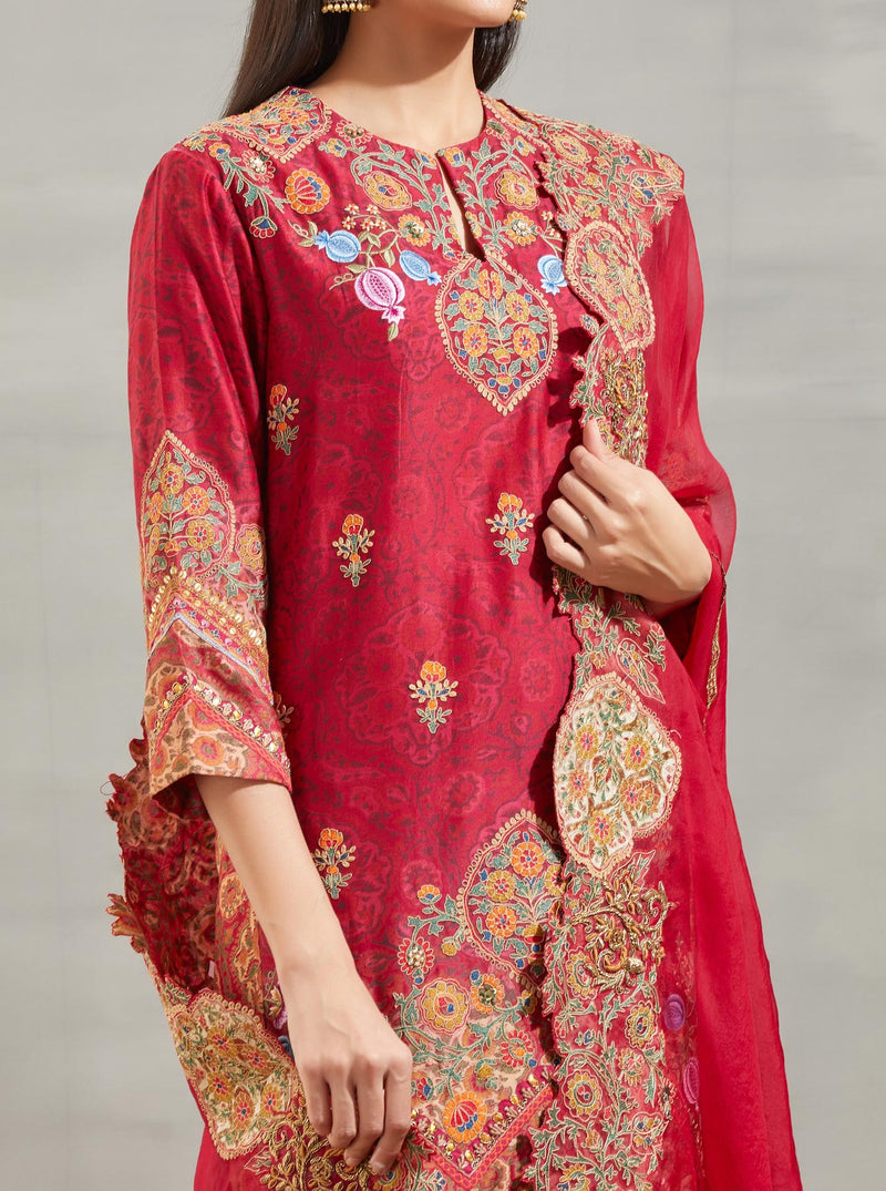 Magenta Zig-Zag Kurta Set