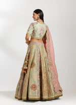 Pista Green Chanderi Lehenga Set