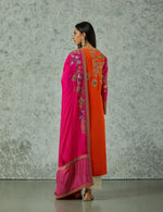 Rani Pink Silk Embroidered Kurta Set