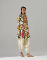 Ivory Printed Short Kurta with Dhoti Pants