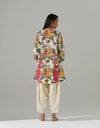 Ivory Printed Short Kurta with Dhoti Pants