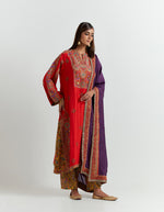 Red Geometric Embroidered Choga Set