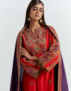 Red Geometric Embroidered Choga Set